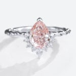 White Gold 1ct Pink Diamond Ring Pear Shaped Lab Diamond Twisted Rings