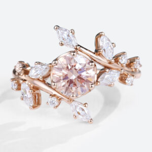 Lab Diamond and Pink Engagement Ring​ 1ct Bypass 6-Prong Ring
