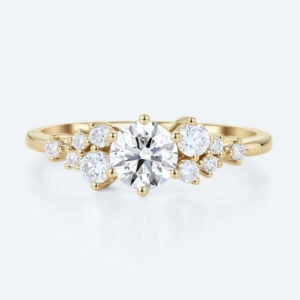 0.5ct Lab Grown Diamond Rings Round Cut 6-Prong Promise Ring in Yellow Gold