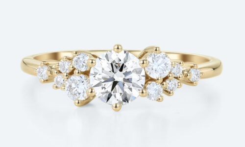 0.5ct Lab Grown Diamond Rings Round Cut 6-Prong Promise Ring in Yellow Gold