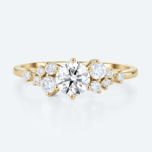 0.5ct Lab Grown Diamond Rings Round Cut 6-Prong Promise Ring in Yellow Gold