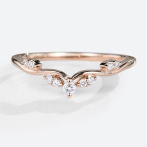 0.1ctw Round Cut Lab Grown Diamond Wedding Band Curved Stacking Ring in rose Gold