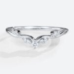 0.1ctw Round Cut Lab Grown Diamond Wedding Band Curved Stacking Ring in white Gold