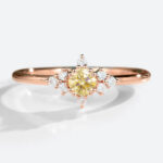 Lab Yellow Diamond Engagement Ring 0.5ct Fancy Round Cluster Ring in Rose Gold