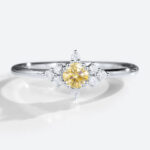 Lab Yellow Diamond Engagement Ring 0.5ct Fancy Round Cluster Ring in White Gold