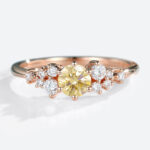 Lab Yellow Diamond Engagement Rings​ 0.5ct Fancy Round Cut Petite Ring in Rose Gold