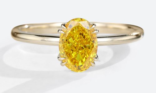 1.5 CT Yellow Gold Oval Cut Lab Yellow Diamond Ring Solitaire Double Claws Engagement Rings (1)