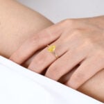 1.5 CT Yellow Gold Oval Cut Lab Yellow Diamond Ring Solitaire Double Claws Engagement Rings (2)