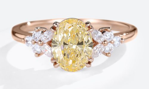 1.5CT Rose Gold Oval Cut Lab Yellow Diamond Rings Blossom Engagement Rings (1)