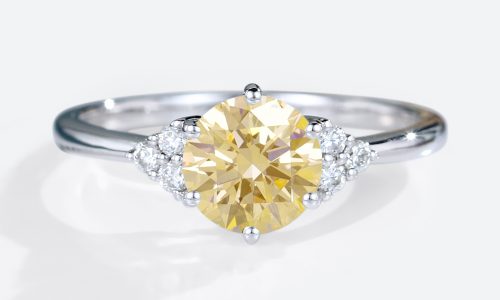 1.5CT White Gold Round Cut Lab Yellow Diamond Rings Simple Bridal Ring (1)