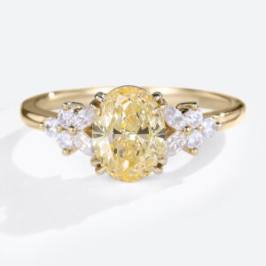 Yellow Diamond Engagement Ring 1.5ct Oval Cut Lab Diamond Rings in Rose Gold