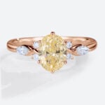 1.5ct Fancy Yellow Diamond Ring Oval Cut Lab Diamond Engagement Ring in White Gold