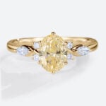 1.5ct Fancy Yellow Diamond Ring Oval Cut Lab Diamond Engagement Ring in White Gold