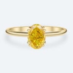 1.5ct Fancy Yellow Diamond Ring Oval Cut Solitaire Lab Diamond Double Claw Ring