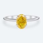 1.5ct Fancy Yellow VS+ Oval Cut Lab Grown Yellow Diamond Solitaire 4 Double Claw Prong Engagement Ring (1)