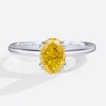 1.5ct Fancy Yellow VS+ Oval Cut Lab Grown Yellow Diamond Solitaire 4 Double Claw Prong Engagement Ring (2)