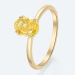 1.5ct Fancy Yellow VS+ Oval Cut Lab Grown Yellow Diamond Solitaire 4 Double Claw Prong Engagement Ring (4)
