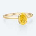 1.5ct Fancy Yellow VS+ Oval Cut Lab Grown Yellow Diamond Solitaire 4 Double Claw Prong Engagement Ring (6)
