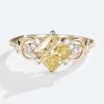 1.5ct Fancy Lab Yellow Diamond Ring​ Infinity Pave Engagement Ring in Yellow Gold