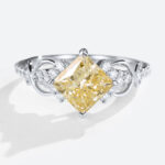 1.5ct Fancy Lab Yellow Diamond Ring​ Infinity Pave Engagement Ring in White Gold