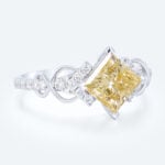 1.5ct Fancy Yellow VS+ Princess Cut Lab Grown Yellow Diamond Infinity Pave 4-Prong Engagement Ring (3)