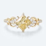 1.5ct Fancy Lab Yellow Diamond Ring​ Infinity Pave Engagement Ring in Yellow Gold
