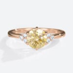 Round Yellow Diamond Ring 1.5ct Fancy Lab Yellow Diamond Ring in Rose Gold