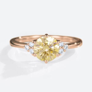 Round Yellow Diamond Ring 1.5ct Fancy Lab Yellow Diamond Ring in Rose Gold