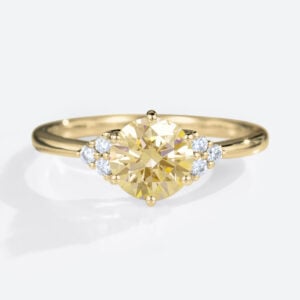 Round Yellow Diamond Ring 1.5ct Fancy Lab Yellow Diamond Ring in Yellow Gold