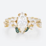 Marquise Cut Lab Diamond Rings Set 1ct Double Claw Engagement Ring