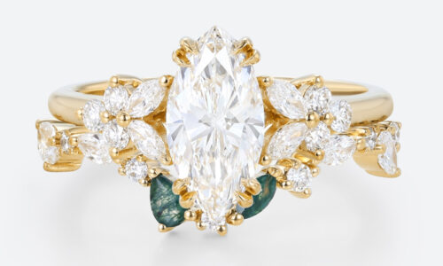 Marquise Cut Lab Diamond Rings Set 1ct Double Claw Engagement Ring