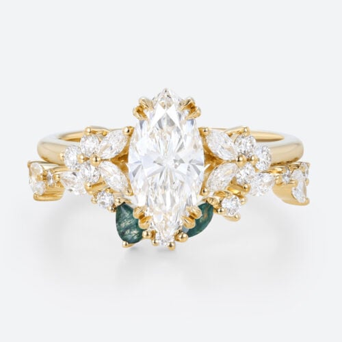 Marquise Cut Lab Diamond Rings Set 1ct Double Claw Engagement Ring