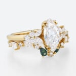 1ct Colorless VS+ Marquise Cut Lab Grown Diamond Nature-Inspired 4 Double Claw Prong Engagement Ring Set (2)