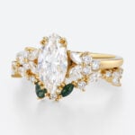 1ct Colorless VS+ Marquise Cut Lab Grown Diamond Nature-Inspired 4 Double Claw Prong Engagement Ring Set (3)