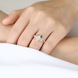 1ct Colorless VS+ Marquise Cut Lab Grown Diamond Nature-Inspired 4 Double Claw Prong Engagement Ring Set (5)