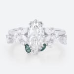 Marquise Cut Lab Diamond Rings Set 1ct Double Claw Engagement Ring