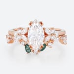 Marquise Cut Lab Diamond Rings Set 1ct Double Claw Engagement Ring