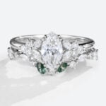 Marquise Cut Lab Diamond Rings Set 1ct Double Claw Engagement Ring