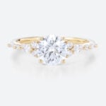 1CT Yellow Gold Round Cut Lab Diamond Simple Engagement Rings