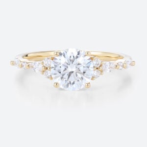 1CT Yellow Gold Round Cut Lab Diamond Simple Engagement Rings