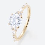 1CT Yellow Gold Round Cut Lab Diamond Simple Engagement Rings