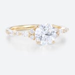 1CT Yellow Gold Round Cut Lab Diamond Simple Engagement Rings
