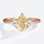 1ct Fancy Yellow VS+ Pear Shaped Lab Grown Yellow Diamond Cluster 6-Prong Engagement Ring (1)
