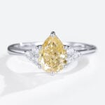 1ct Fancy Yellow VS+ Pear Shaped Lab Grown Yellow Diamond Cluster 6-Prong Engagement Ring (2)