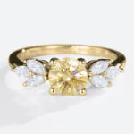 Round Lab Yellow Diamond Ring 1ct Fancy Yellow Diamond Ring in White Gold