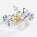 Yellow Diamond Engagement Rings 1ct Round Cut Lab Diamond Ring in White Gold