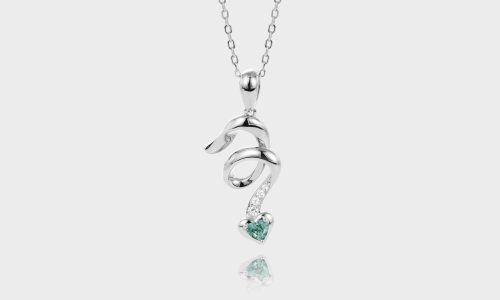 Animal Themes Necklace Heart Shaped Moss Agate Spiral Design Pendant Necklace (1)