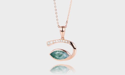 Bezel Marquise Cut Moss Agate Necklace Cupid’s Eye Pendant For Women (1)