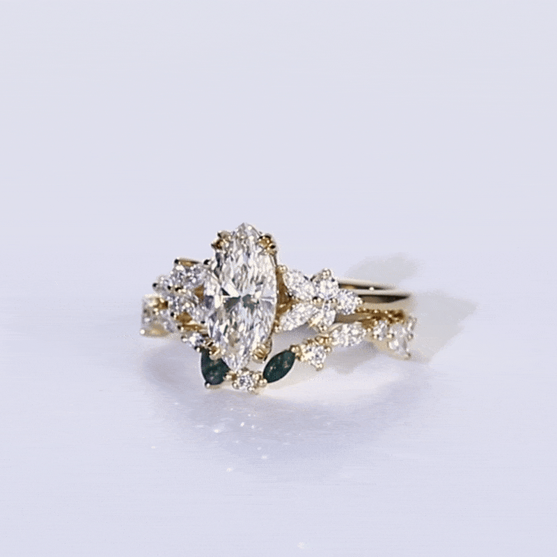 Marquise Cut Lab Diamond Rings Set 1ct Double Claw Engagement Ring
