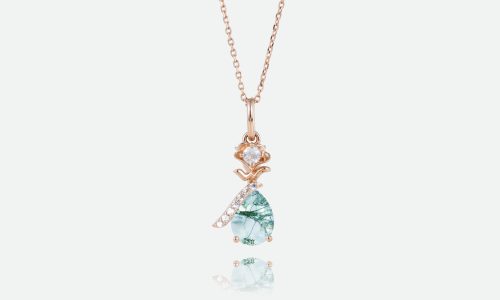 Multishape Metal Pendant Necklace Pear Shaped Moss Agate Unique Necklace (1)